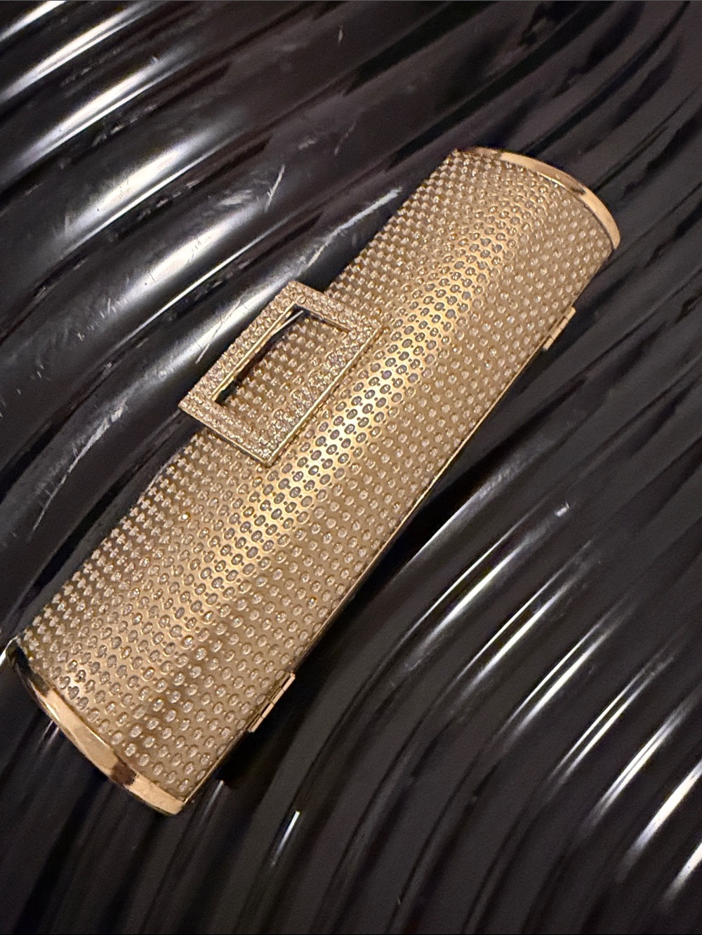Gold Rhinestone Buckle Evening Clutch